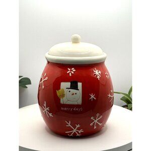 Hallmark Snowman Merry Days Snowflakes Cookie Jar With Lid